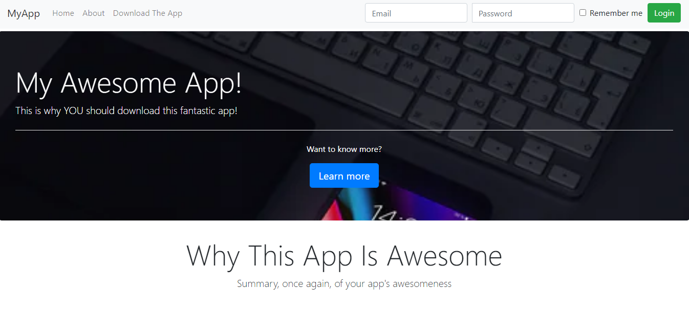 App Landing page